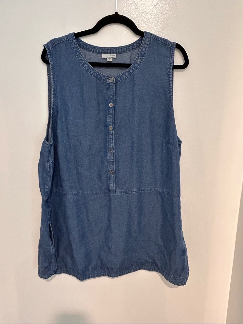 J. Jill Blue Sleeveless Denim Button-Front Tunic XL Transitional